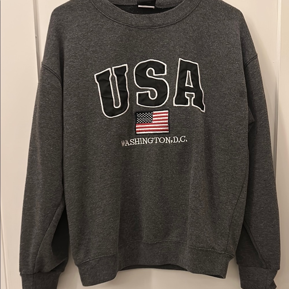 USA embroidered sweatshirt, crewneck cozy vintage retro 80s comfy college hoodie